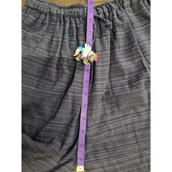 Harem Pants Elastic Waist Capri Length Woven Blue Black Purple Drawstring OSFM - Picture 8 of 9